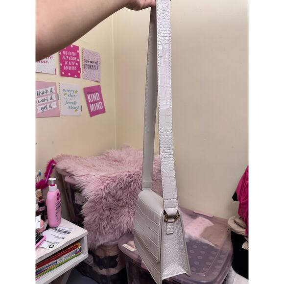 JW PEI FAE Top Handle Crossbody Ivory Croc White Cream - Picture 14 of 16